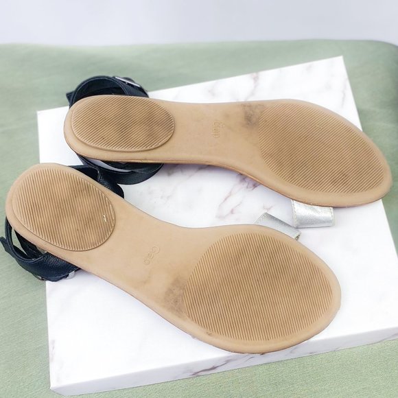 GAP Womens Spring Flats Strappy Black Silver Dressy Sandals - Picture 6 of 8